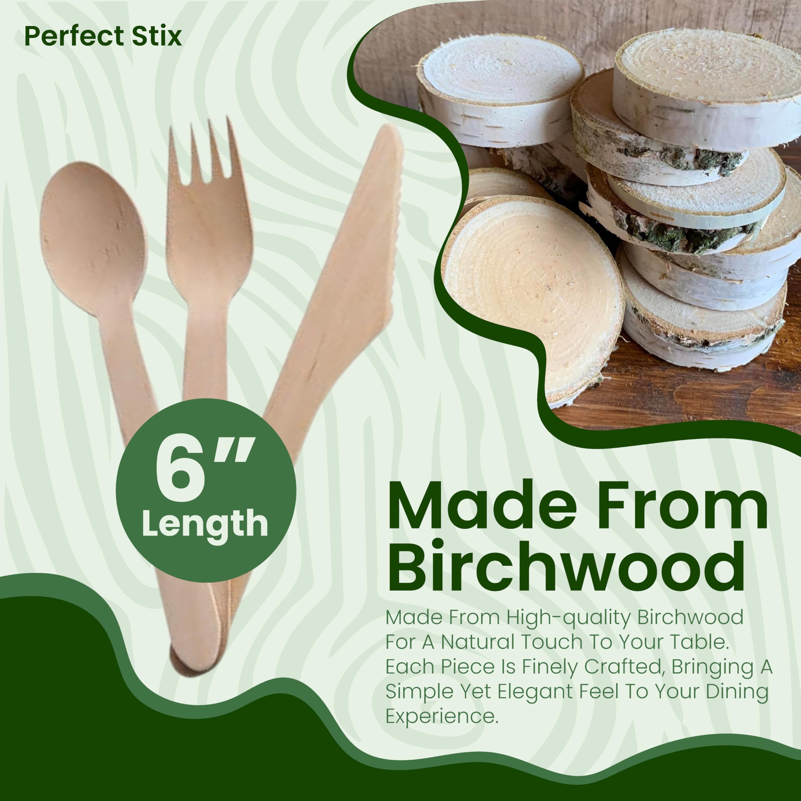 Amazon.com: Perfect Stix Wooden Cutlery Kit. Pack of 200 : Health